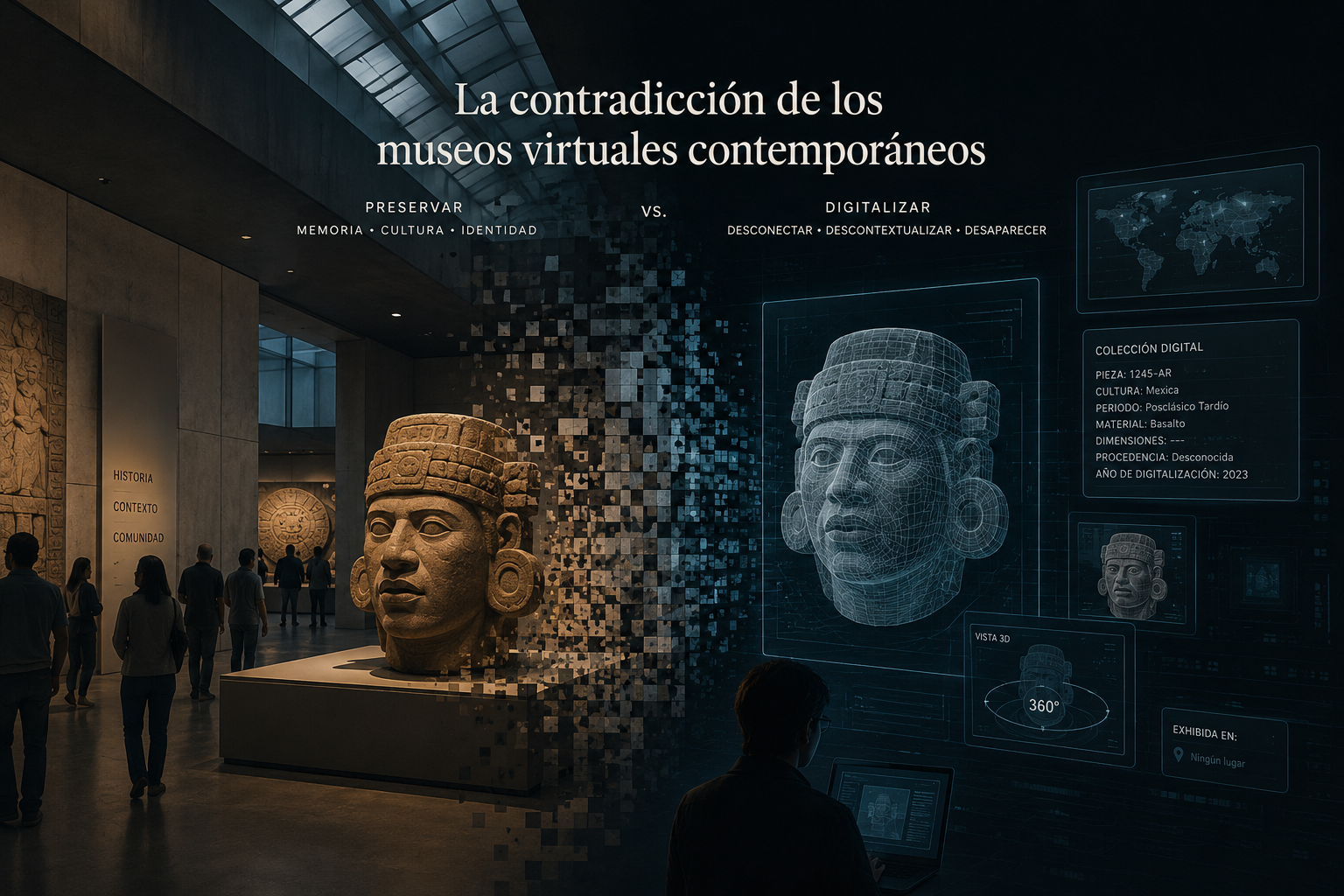 Ilustración sobre la contradicción de los museos virtuales contemporáneos y la digitalización del patrimonio cultural