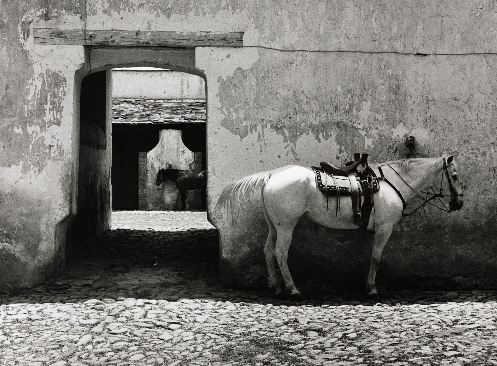Caballeriza en Tecajete, Hidalgo, fotografiada por Mariana Yampolsky en 1982